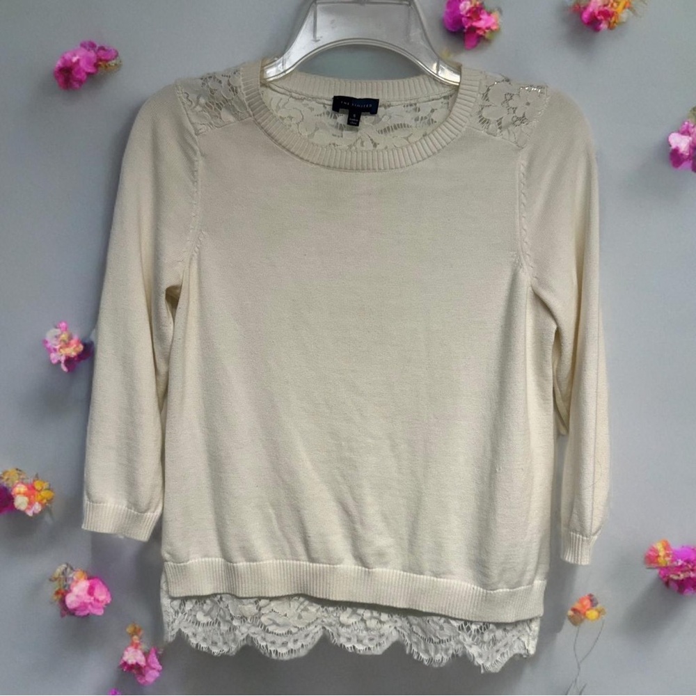 The Limited Cream Lace-Trimmed Sweater